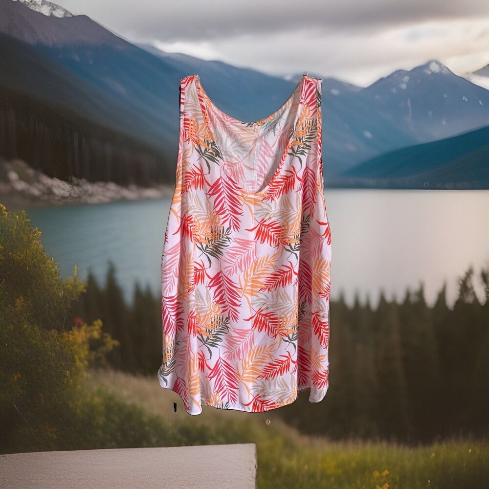 Loft Top Floral Lightweight XL Sleeveless Orange Red Pink Excellent Condition